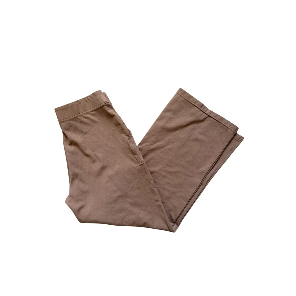 Max‎ Studio London Pants Womens L Brown Wide Leg Pull On Patch Pocket 3708B08